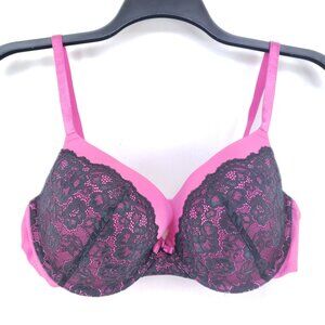 Self Expressions By Maidenform 38D Pink/Black Lace Push-Up Underwire Bra